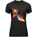 Czarna koszulka sportowa damska na siłownię zumbę do biegania szybkoschnąca wzory