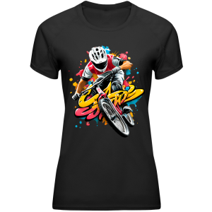 Koszulka sportowa damska na rower lekka oddychająca szybkoschnąca nadruki