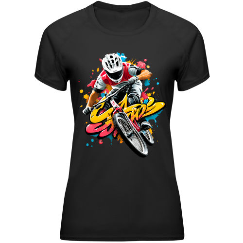 Koszulka sportowa damska na rower lekka oddychająca szybkoschnąca nadruki