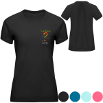 Koszulka sportowa damska lekka oddychająca z nadrukiem własnego wzoru logo na sercu