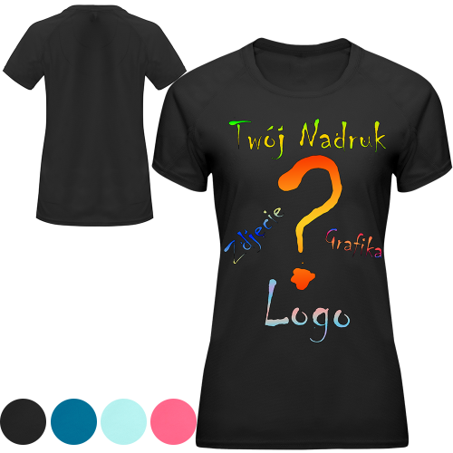 Koszulka sportowa damska oddychająca z nadrukiem własnego wzoru logo przód