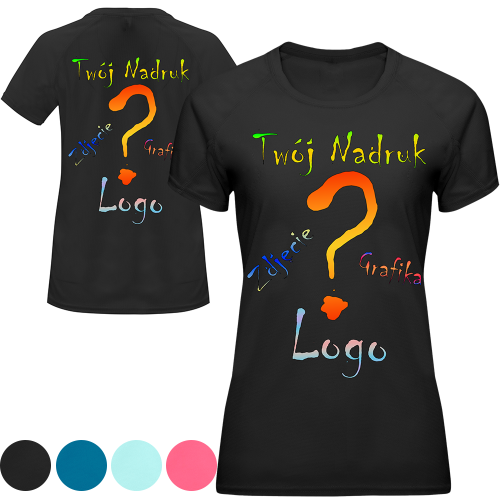 Koszulka sportowa damska oddychająca z nadrukiem własnego wzoru przód/tył