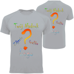 Koszulka termoaktywna oddychająca sportowa z własnym nadrukiem przód/tył kolor szary