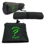 Ręcznik szybkoschnący czarny z  mikrofibry z haftem i nadrukiem własnego wzoru 70x140, logo