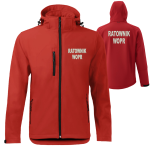 Kurtka czerwona ratownik wopr softshell z kapturem haft wodoodporna oddychająca