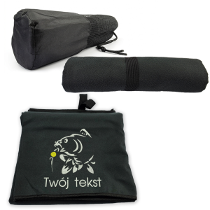 Ręcznik wędkarski z haftem szybkoschnący czarny z mikrofibry 70x140 różne wzory