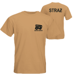 T-shirt w kolorze piaskowym STRAŻ MDP z haftem nazwa własnej miejscowości