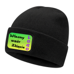 Czapka Zimowa Wywijana z Własnym Nadrukiem czarny