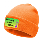 Czapka Zimowa Wywijana z Własnym Nadrukiem pomarańczowy neonowy