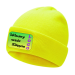 Czapka Zimowa Wywijana z Własnym Nadrukiem żółty neonowy