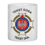 Kubek biały z nadrukiem logo ZOSP, nadruk w pozycji P2