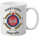 Kubek biały z nadrukiem logo ZOSP, nadruk w pozycji P1