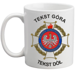 Kubek biały z nadrukiem logo ZOSP, nadruk w pozycji P3
